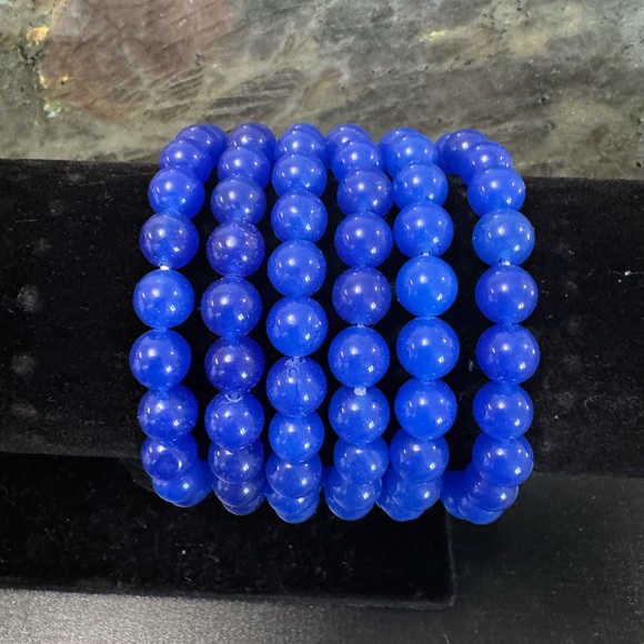 2 Blue Jade Handmade Bracelet. New - Picture 1 of 2